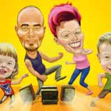 Die Familie – Digital Farbige Gruppenkarikatur
